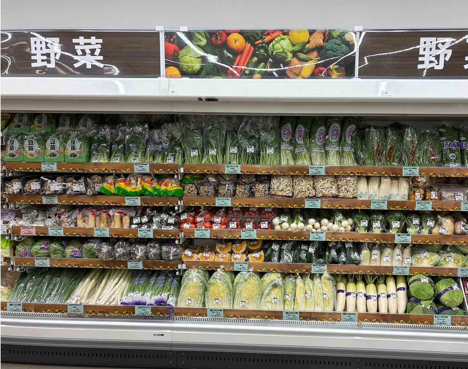 野菜売り場の商品棚の様子