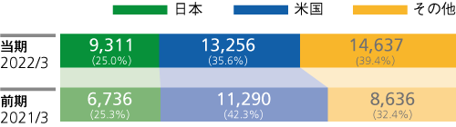 地域別売上高 当期と前期の比較